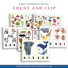 Load image into Gallery viewer, Count and Clip Animal Flash Cards | Counting Clip Cards
