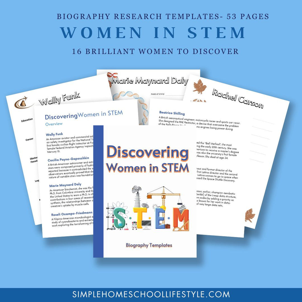 Discovering Famous Women in STEM Biography Printable Pack - 53 pages